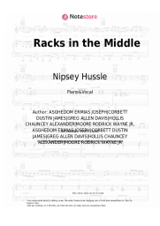 Sheet music, chords Nipsey Hussle, Roddy Ricch, Hit-Boy - Racks in the Middle