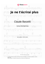 Sheet music, chords Claude Barzotti - Je ne t'écrirai plus