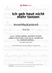 Sheet music, chords AnnenMayKantereit - Ich geh heut nicht mehr tanzen