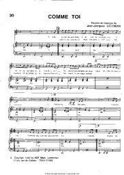 Sheet music, chords Jean-Jacques Goldman - Comme Toi