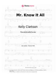 Sheet music, chords Kelly Clarkson - Mr. Know It All