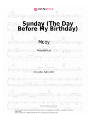 Sheet music, chords Moby - Sunday (The Day Before My Birthday)