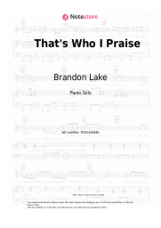 Sheet music, chords Brandon Lake - That's Who I Praise