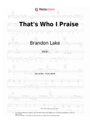 Sheet music, chords Brandon Lake - That's Who I Praise