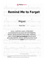 Sheet music, chords Miguel, Kygo - Remind Me to Forget