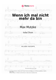 Sheet music, chords Max Mutzke - Wenn ich mal nicht mehr da bin