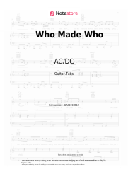 Sheet music, chords AC/DC - Who Made Who