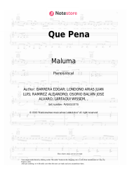 Sheet music, chords Maluma, J Balvin - Que Pena