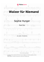 Sheet music, chords Sophie Hunger - Walzer für Niemand