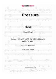 Sheet music, chords Muse - Pressure