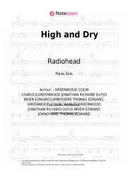 Sheet music, chords Radiohead - High and Dry