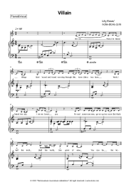 Sheet music, chords Lily Rose - Villain
