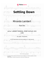 Sheet music, chords Miranda Lambert - Settling Down