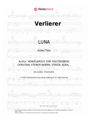 Sheet music, chords  LUNA - Verlierer