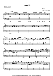 Sheet music, chords BTS - I Need U