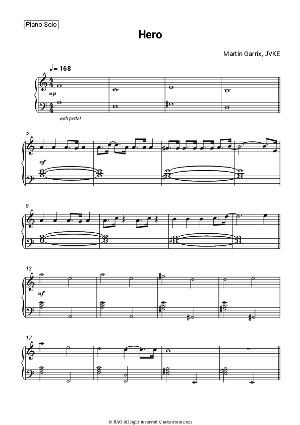 Hero - Martin Garrix, JVKE Piano Sheet Music - Piano.Solo