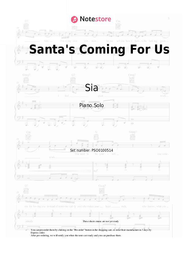 Santa's Coming For Us - Sia Piano Sheet Music - Piano.Solo
