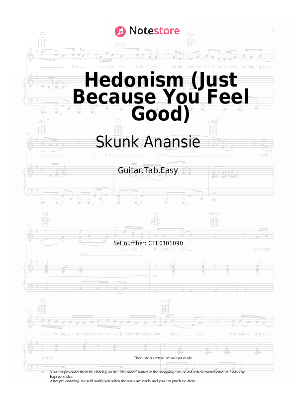 Hedonism (Just Because You Feel Good) - Skunk Anansie Tabs Easy - Guitar.Tab.Easy