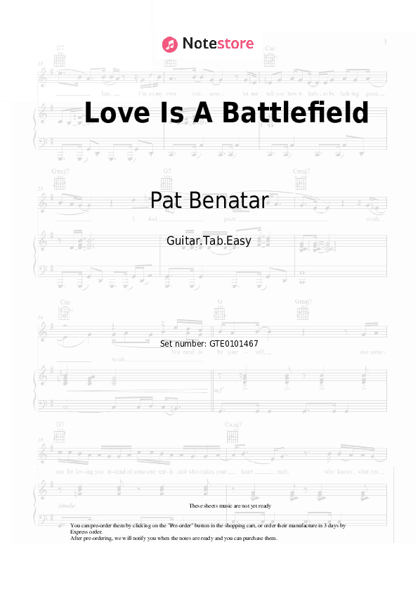 Love Is A Battlefield - Pat Benatar Tabs Easy - Guitar.Tab.Easy
