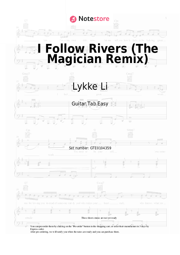 I Follow Rivers (The Magician Remix) - Lykke Li Tabs Easy - Guitar.Tab.Easy