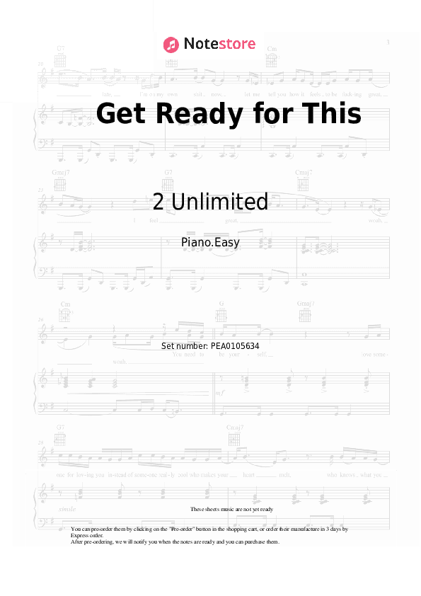 Get Ready for This - 2 Unlimited Piano Sheet Music Easy - Piano.Easy
