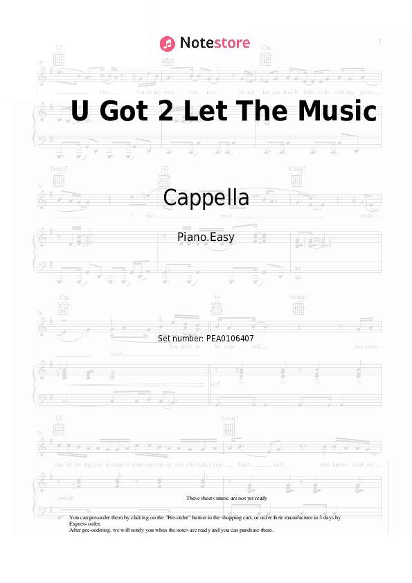 U Got 2 Let The Music - Cappella Piano Sheet Music Easy - Piano.Easy