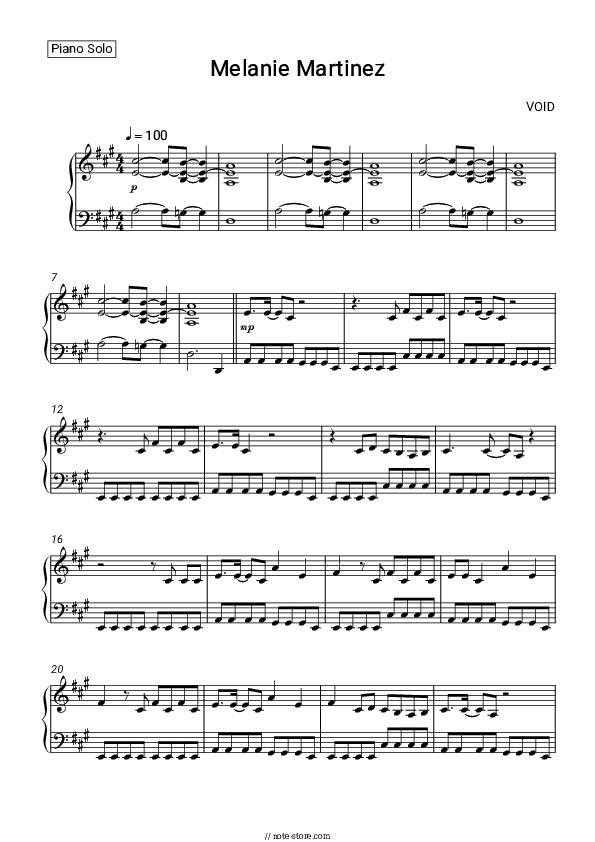 VOID - Melanie Martinez Piano Sheet Music - Piano.Solo
