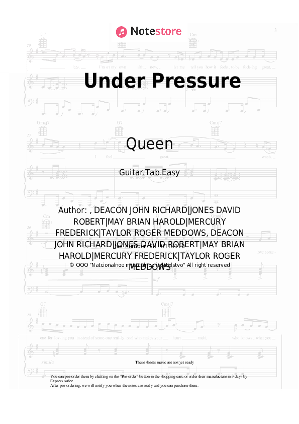 Under Pressure - Queen Tabs Easy - Guitar.Tab.Easy