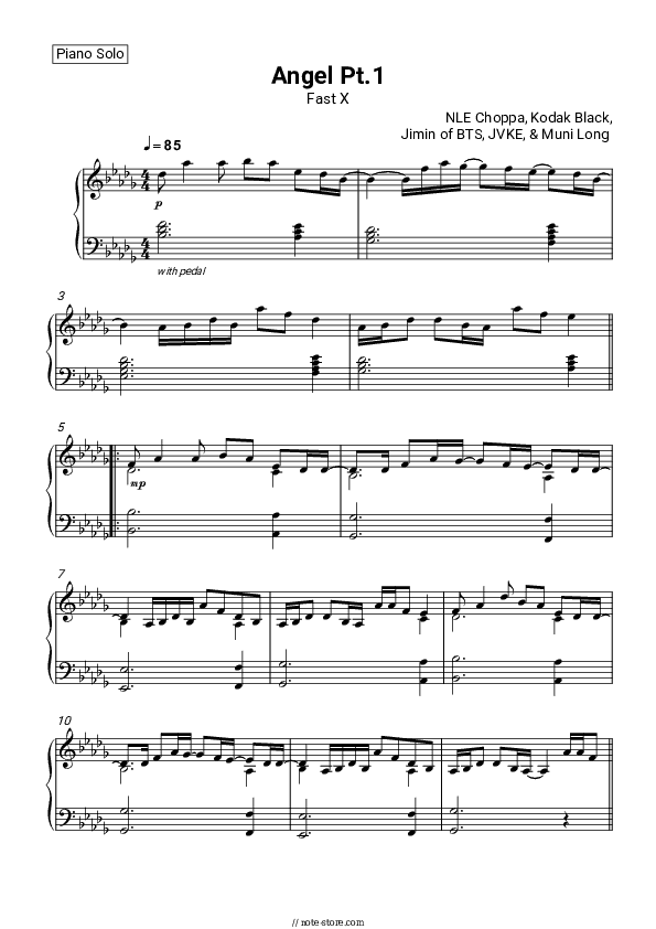 Angel, Pt. 1 - Jimin, JVKE Piano Sheet Music - Piano.Solo