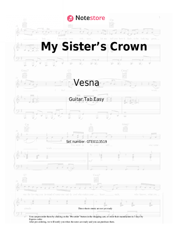My Sister’s Crown - Vesna Tabs Easy - Guitar.Tab.Easy
