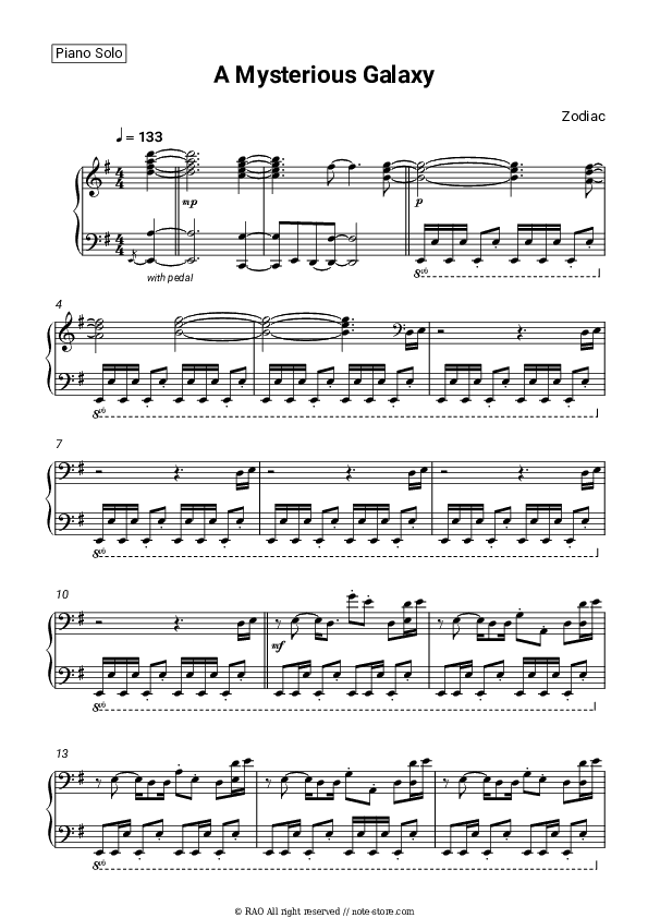 A Mysterious Galaxy - Zodiac Piano Sheet Music - Piano.Solo
