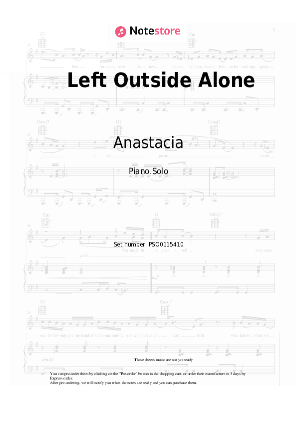 Left Outside Alone - Anastacia Piano Sheet Music - Piano.Solo