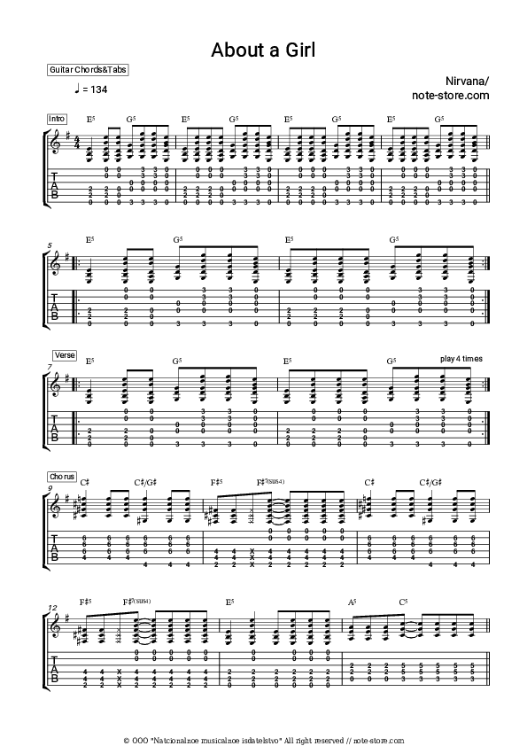 About a Girl - Nirvana Chords and Tabs - Guitar.Chords&Tabs