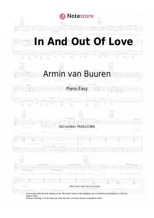 In And Out Of Love - Armin van Buuren, Sharon den Adel Piano Sheet Music Easy - Piano.Easy