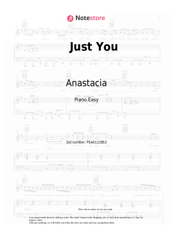 Just You - Anastacia, Peter Maffay Piano Sheet Music Easy - Piano.Easy