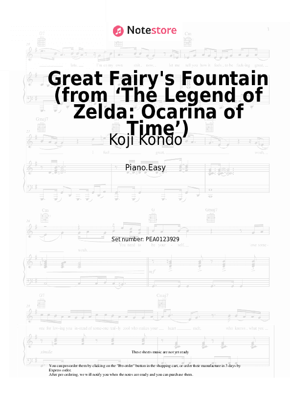 Great Fairy's Fountain (from ‘The Legend of Zelda: Ocarina of Time’) - Koji Kondo Piano Sheet Music Easy - Piano.Easy