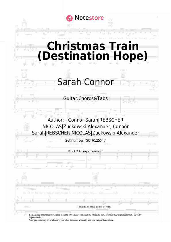 Christmas Train (Destination Hope) - Sarah Connor Chords and Tabs - Guitar.Chords&Tabs