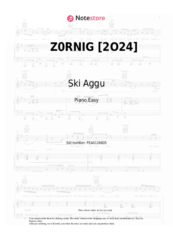 Z0RNIG [2O24] - Ski Aggu Piano Sheet Music Easy - Piano.Easy