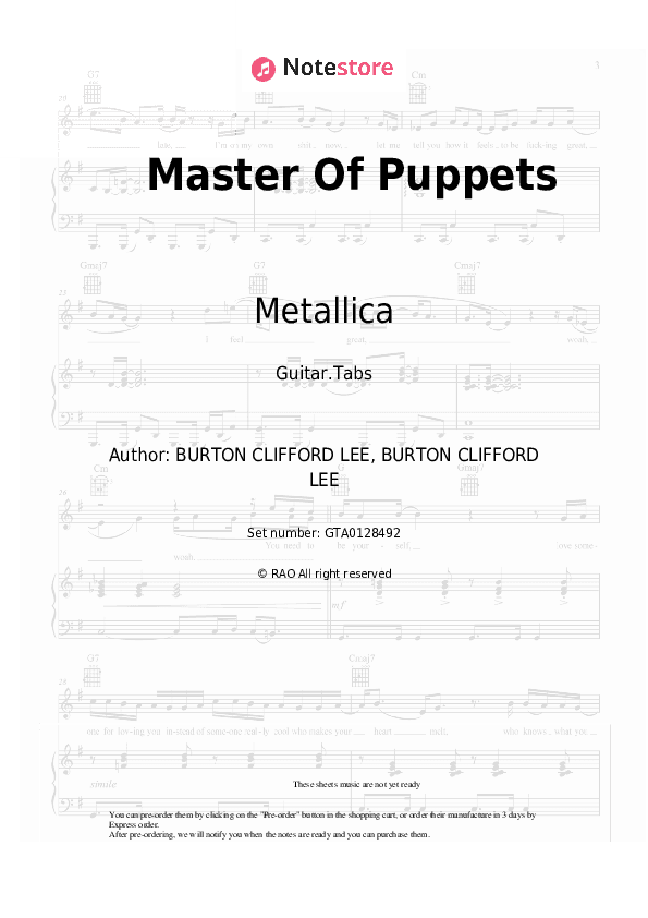 Master Of Puppets - Metallica Tabs - Guitar.Tabs