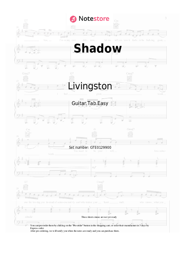 Shadow - Livingston Tabs Easy - Guitar.Tab.Easy