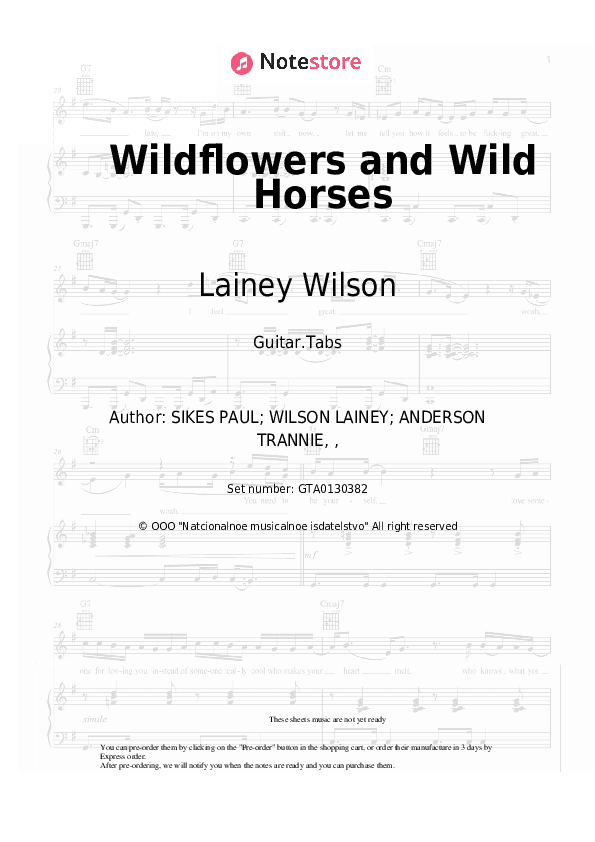 Wildflowers and Wild Horses - Lainey Wilson Tabs - Guitar.Tabs