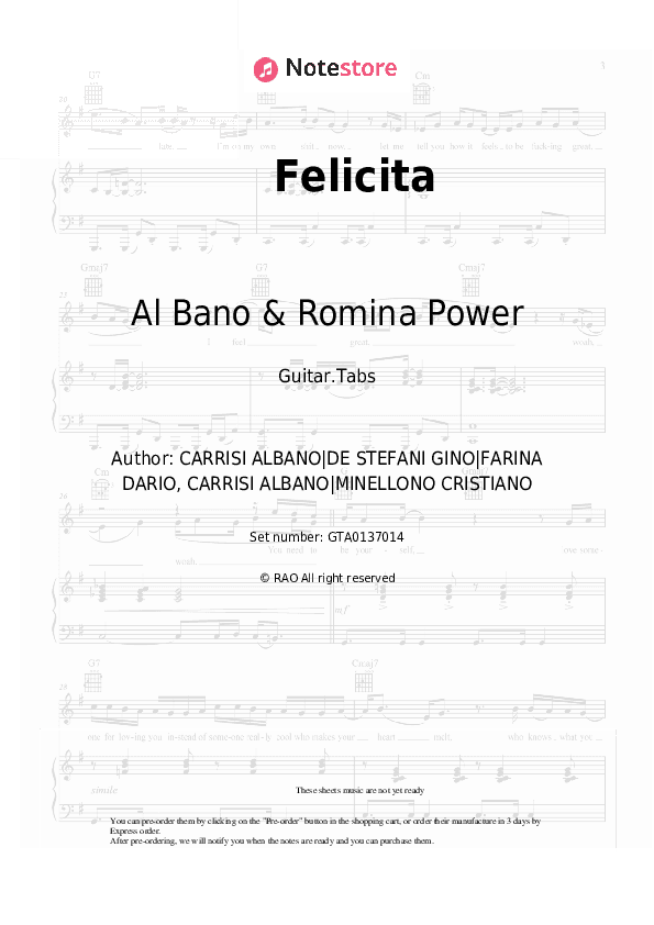 Felicita - Al Bano & Romina Power Tabs - Guitar.Tabs