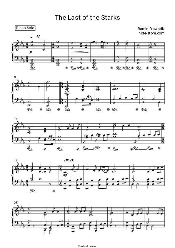 The Last of the Starks - Ramin Djawadi Piano Sheet Music - Piano.Solo