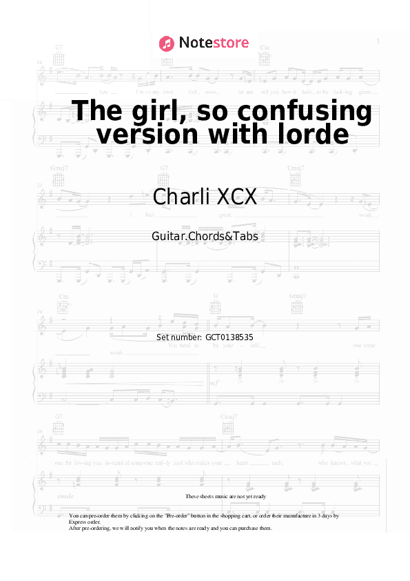 The girl, so confusing version with lorde - Charli XCX, Lorde Chords and Tabs - Guitar.Chords&Tabs