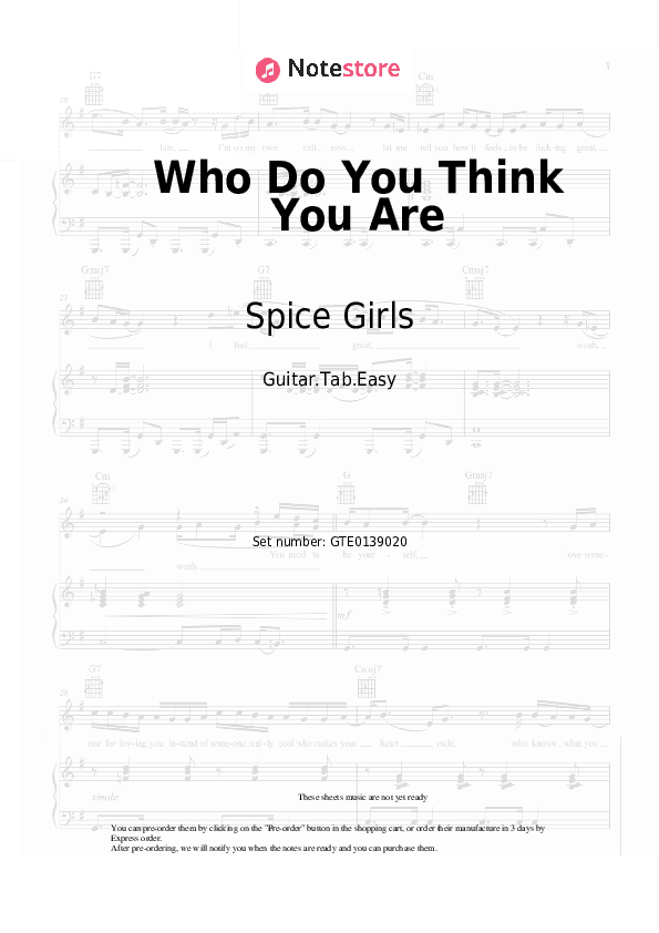 Who Do You Think You Are - Spice Girls Tabs Easy - Guitar.Tab.Easy
