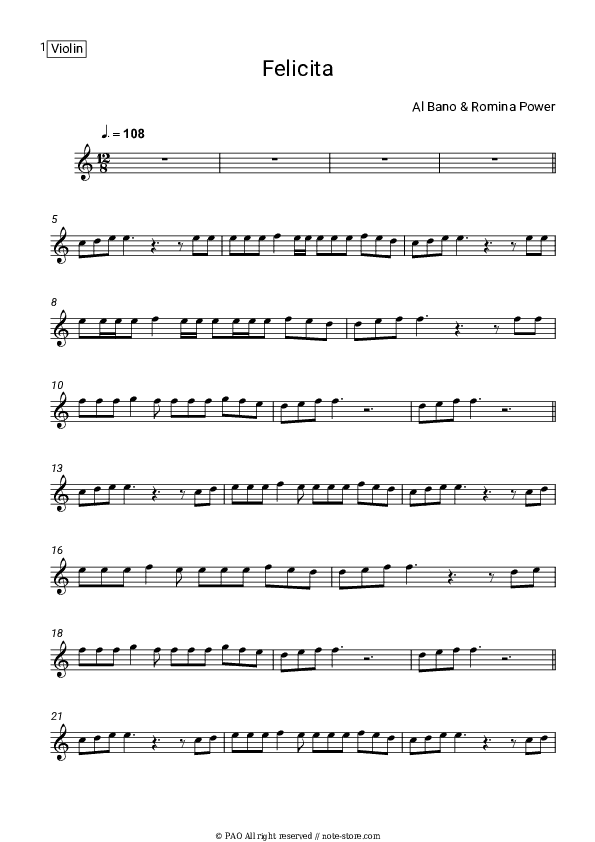 Felicita - Al Bano & Romina Power Violin Sheet Music - Violin