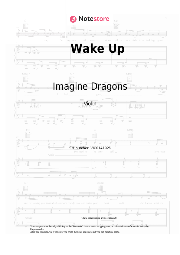 Wake Up - Imagine Dragons Violin Sheet Music - Violin