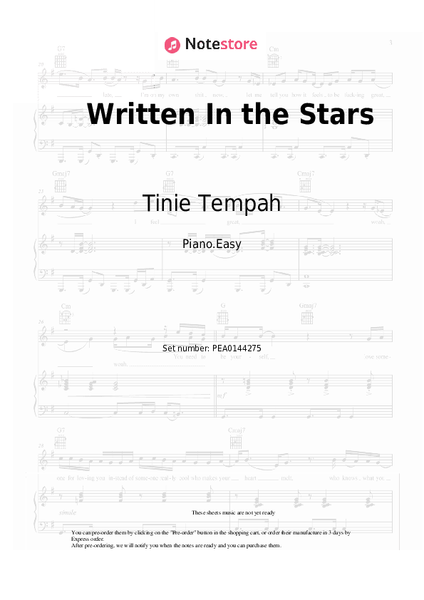Written In the Stars - Tinie Tempah, Eric Turner Piano Sheet Music Easy - Piano.Easy