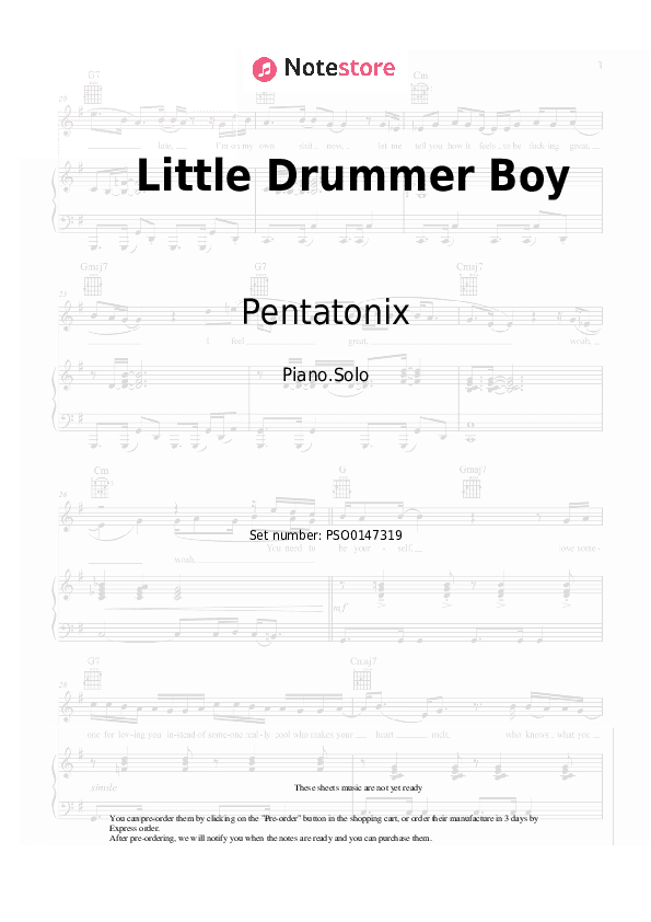 Little Drummer Boy - Pentatonix Piano Sheet Music - Piano.Solo
