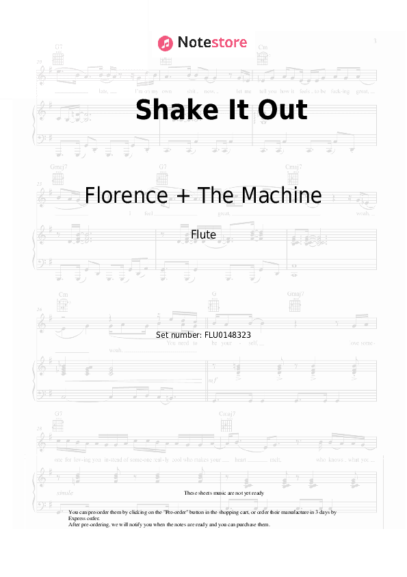 Shake It Out - Florence + The Machine Flute Sheet Music - Flute